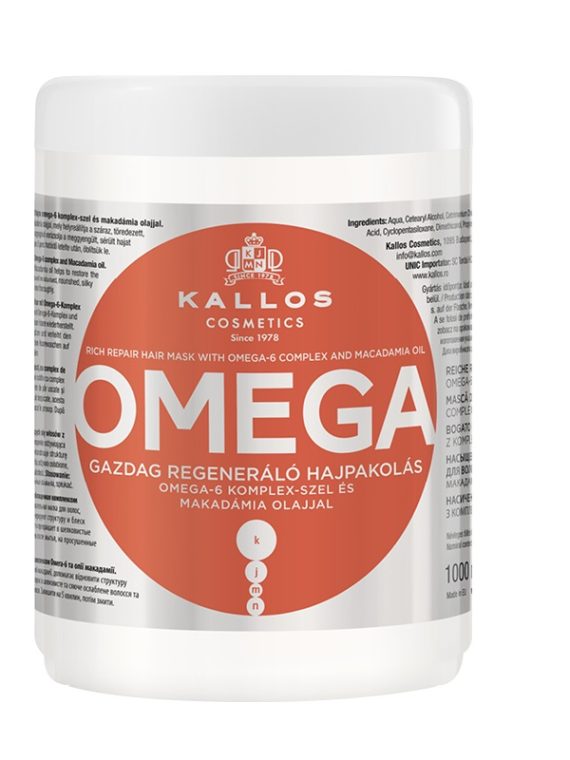 Kallos KJMN Omega Rich Repair Hair Mask regenerująca maska z kompleksem omega-6 i olejem makadamia 1000ml