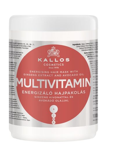 Kallos KJMN Multivitamin Energising Hair Mask energetyzująca maska do włosów z ekstraktem z żeń-szenia i olejem awokado 1000ml