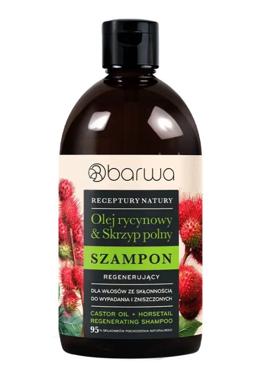 Barwa Receptury Natury regenerujący szampon do włosów Olej rycynowy + Skrzyp polny 380ml