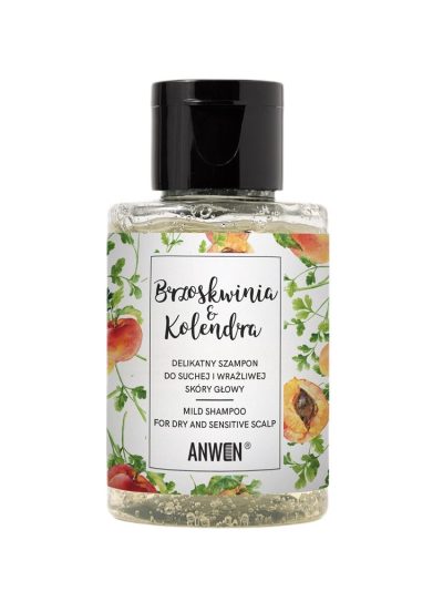 Anwen Szampon do suchej i wrażliwej skóry głowy Brzoskwinia & Kolendra 50ml