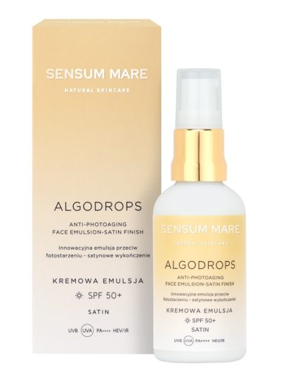 Sensum Mare Algodrops innowacyjna kremowa emulsja ochronna przeciw fotostarzeniu SPF 50+ UVB UVA PA++++ HEV/IR 50ml
