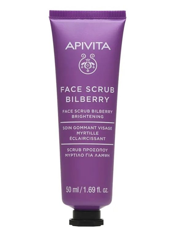 Apivita Face Scrub Bilberry rozświetlający peeling do twarzy z borówką 50ml