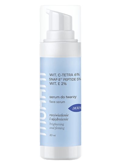 Mohani Napinająco-rozświetlające serum do twarzy z ultrastabilną witaminą C TETRA 6% neuropeptydem SNAP 8™ Peptide 5% i witaminą E 2% 30ml