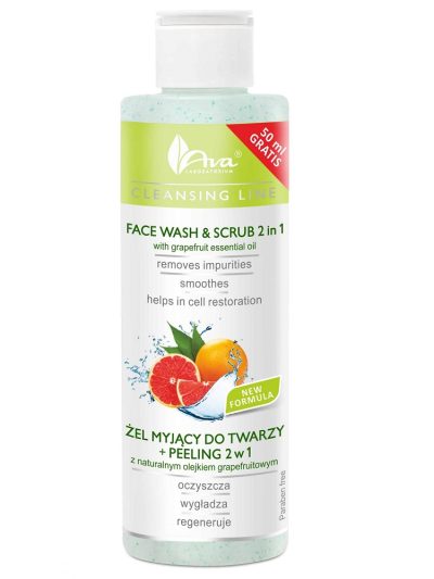 Ava Laboratorium Cleansing Line żel myjący do twarzy + peeling 2w1 z naturalnym olejkiem grapefruitowym 200ml