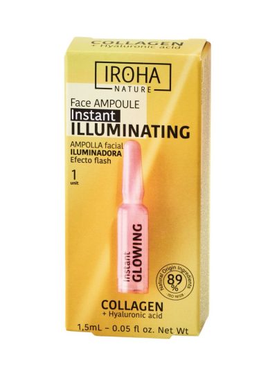 IROHA nature Instant Flash Illuminating Face Ampoule rozświetlająca ampułka do twarzy z kolagenem i kwasem hialuronowym 1.5ml