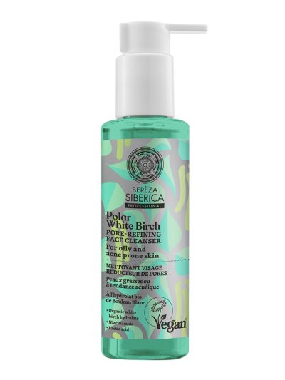 Natura Siberica Bereza Siberica wegańska wygładzająca pory emulsja oczyszczająca do twarzy do skóry tłustej oraz z tendencją do powstawania trądziku 145ml