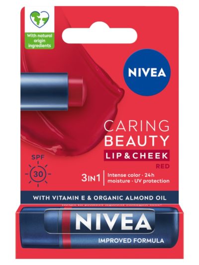 Nivea Caring Beauty pielęgnująca pomadka do ust 3w1 Red 4.8g