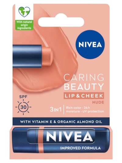 Nivea Caring Beauty pielęgnująca pomadka do ust 3w1 Nude 4.8g