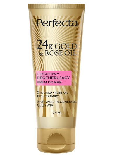 Perfecta 24K Gold & Rose Oil luksusowy regenerujący krem do rąk 75ml