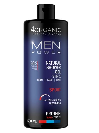 4organic Men Power naturalny żel pod prysznic 3w1 Sport 500ml