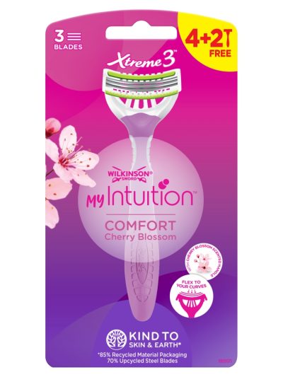 Wilkinson My Intuition Xtreme3 Comfort Cherry Blossom jednorazowe maszynki do golenia dla kobiet 6szt