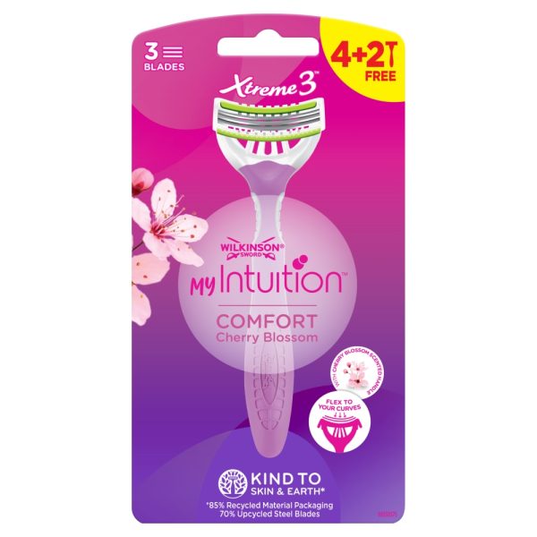Wilkinson My Intuition Xtreme3 Comfort Cherry Blossom jednorazowe maszynki do golenia dla kobiet 6szt
