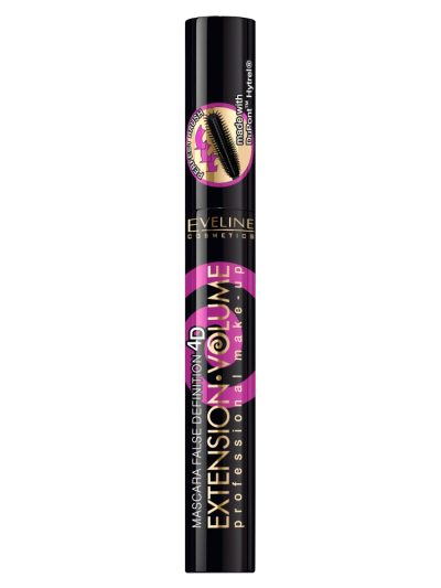 Eveline Cosmetics Extension Volume 4D False Definition Mascara pogrubiająco-rozdzielający tusz do rzęs Black 10ml
