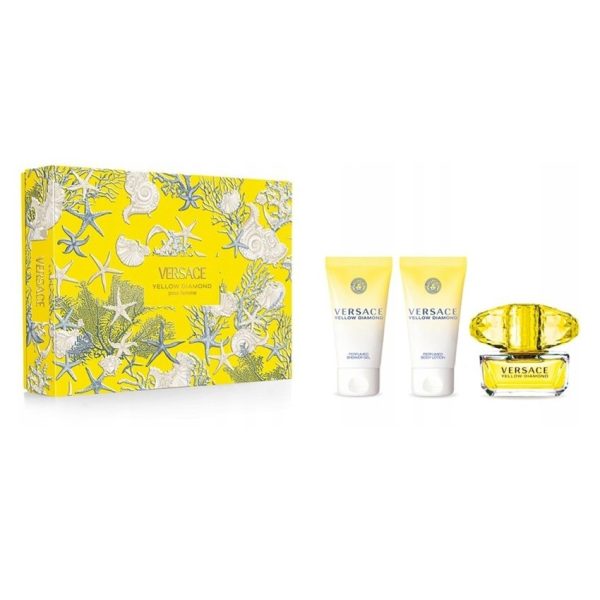 Versace Yellow Diamond zestaw woda toaletowa 50ml + żel pod prysznic 50ml + balsam do ciała 50ml