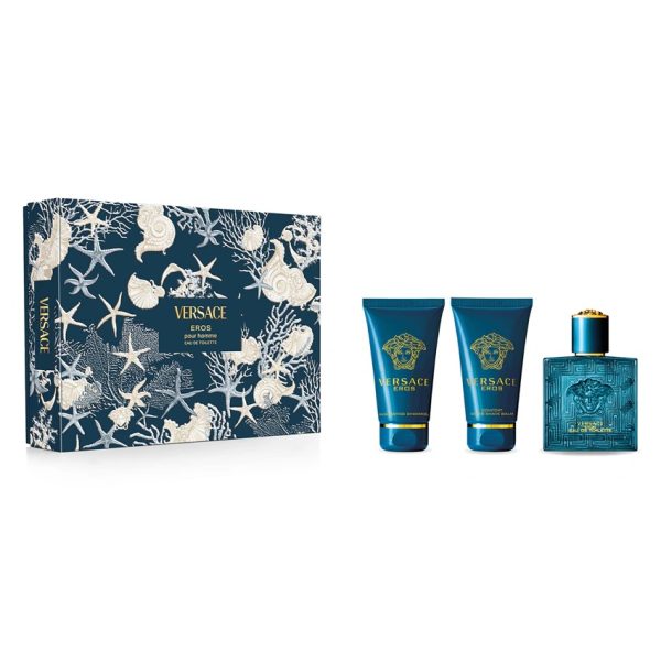 Versace Eros Pour Homme zestaw woda toaletowa 50ml + żel pod prysznic 50ml + balsam po goleniu 50ml