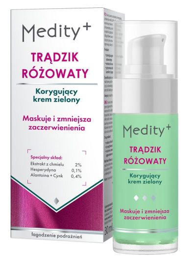Medity+ Trądzik Różowaty korygujący krem zielony 30ml