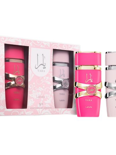 Lattafa 5th Anniversary Edition zestaw Yara woda perfumowana 100ml + Yara Candy woda perfumowana 100ml