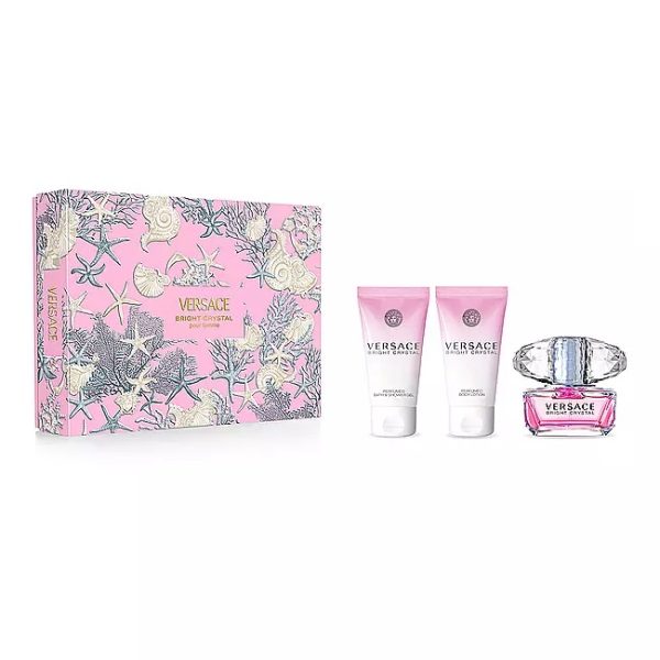 Versace Bright Crystal zestaw woda toaletowa 50ml + balsam do ciała 50ml + żel pod prysznic 50ml