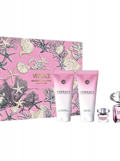Versace Bright Crystal zestaw woda toaletowa 90ml + woda toaletowa 5ml + balsam do ciała 100ml + żel pod prysznic 100ml