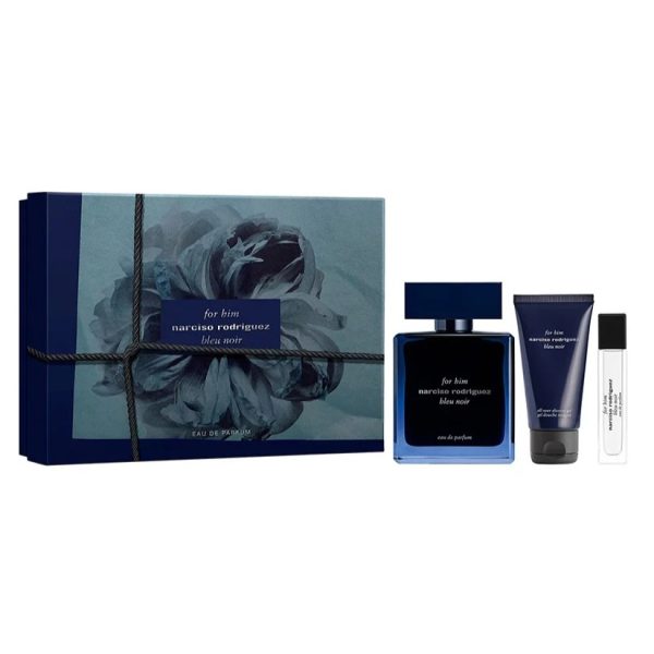 Narciso Rodriguez For Him Bleu Noir zestaw woda perfumowana 100ml + żel pod prysznic 50ml + woda perfumowana 10ml
