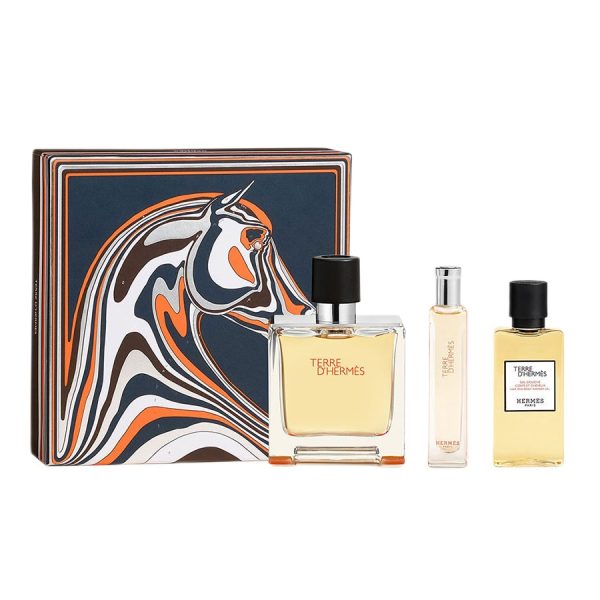 Terre D'Hermes zestaw perfumy 75ml + perfumy 15ml + żel pod prysznic 40ml