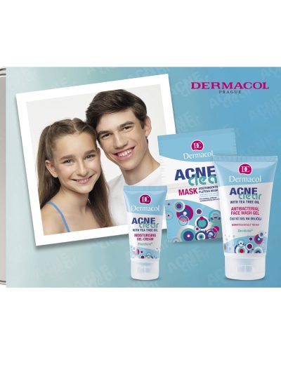 Dermacol AcneClear zestaw żel do mycia twarzy 150ml + nawilżający krem-żel 50ml + maseczka 2x8ml
