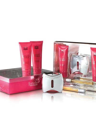 New Brand Extasia For Women zestaw woda perfumowana 100ml + balsam do ciała 130 ml + żel pod prysznic 130ml + woda perfumowana 15ml