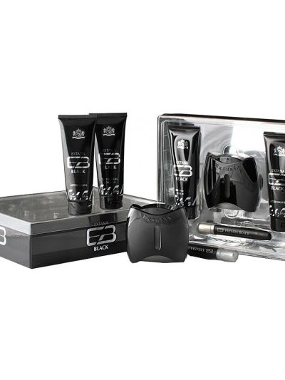 New Brand Extasia Black zestaw woda toaletowa 100ml + balsam po goleniu 130ml + żel pod prysznic 130ml + woda toaletowa 15ml