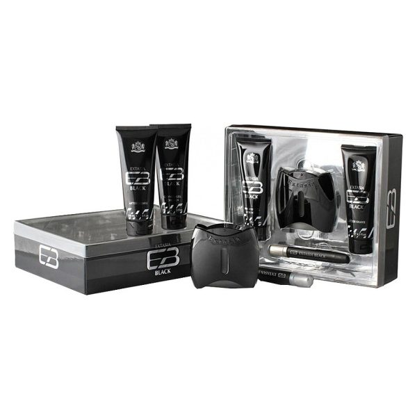 New Brand Extasia Black zestaw woda toaletowa 100ml + balsam po goleniu 130ml + żel pod prysznic 130ml + woda toaletowa 15ml
