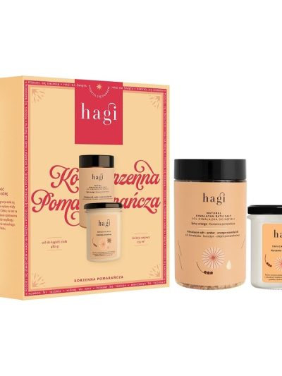 Hagi Korzenna Pomarańcza zestaw świeca sojowa 215ml + sól do kąpieli ciała 480g