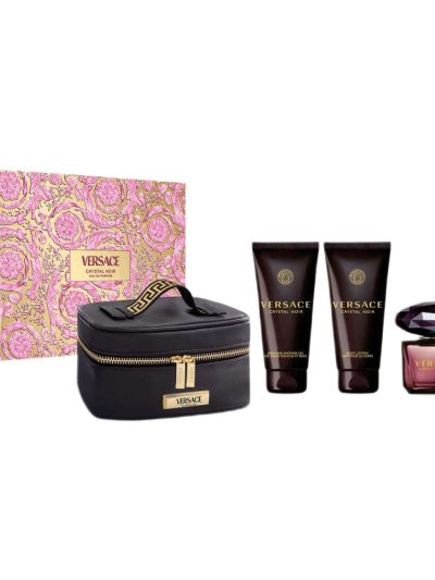 Versace Crystal Noir zestaw woda perfumowana 90ml + balsam do ciała 100ml + żel pod prysznic 100ml + kosmetyczka