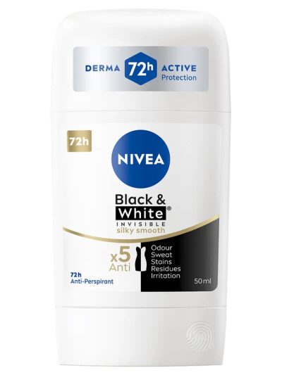 Nivea Black&White Invisible Silky Smooth antyperspirant w sztyfcie 50ml