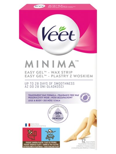 Veet Minima Easy-Gel plastry z woskiem do nóg i ciała 12szt