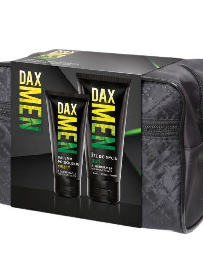 Dax Men Zestaw żel do mycia twarzy ciała i włosów 3w1 180ml + kojący balsam po goleniu 100ml + kosmetyczka