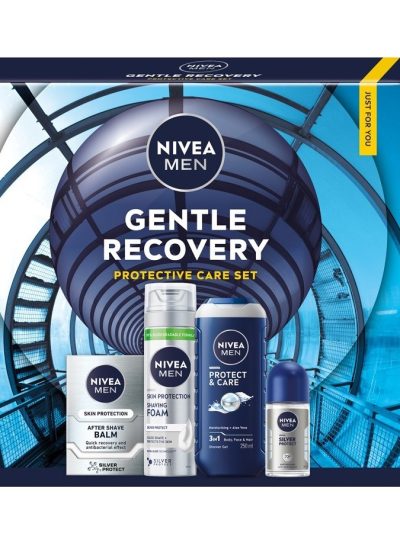 Nivea Men Gentle Recovery zestaw pianka do golenia 200ml + balsam po goleniu 100ml + żel pod prysznic 3w1 250ml + antyperspirant roll-on 50ml