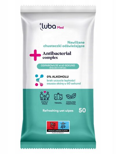 Luba Med Antibacterial Complex nawilżane chusteczki odświeżające z kompleksem antybakteryjnym 50szt