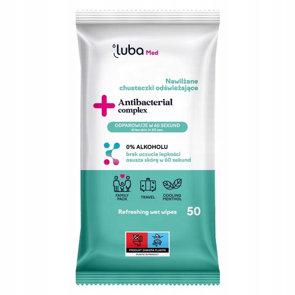 Luba Med Antibacterial Complex nawilżane chusteczki odświeżające z kompleksem antybakteryjnym 50szt