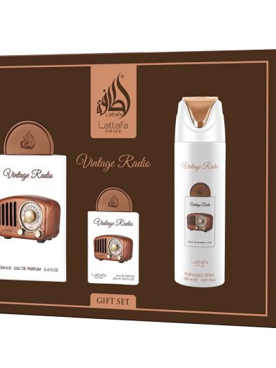 Lattafa Vintage Radio zestaw woda perfumowana 100ml + woda perfumowana 20ml + dezodorant 200ml