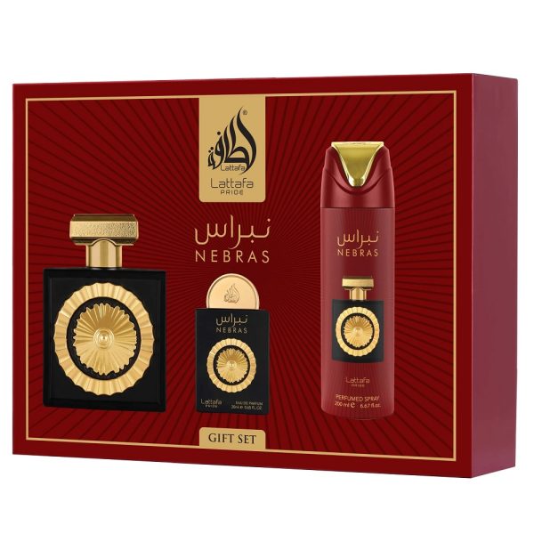 Lattafa Nebras zestaw woda perfumowana 100ml + woda perfumowana 20ml + dezodorant 200ml