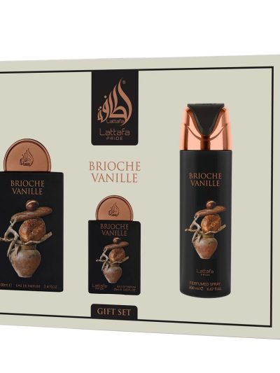 Lattafa Brioche Vanille zestaw woda perfumowana 100ml + woda perfumowana 20ml + dezodorant 200ml