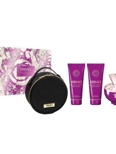 Versace Dylan Purple Pour Femme zestaw woda perfumowana 100ml + balsam do ciala 100ml + żel pod prysznic 100ml + kosmetyczka