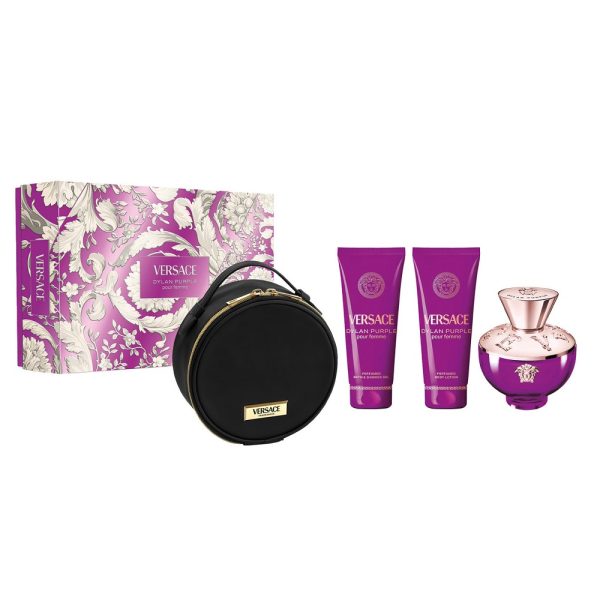 Versace Dylan Purple Pour Femme zestaw woda perfumowana 100ml + balsam do ciala 100ml + żel pod prysznic 100ml + kosmetyczka