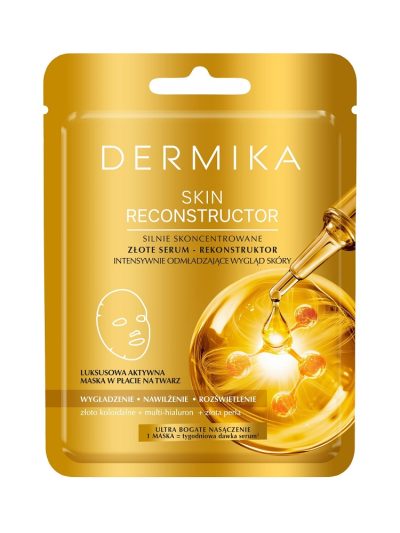 Dermika Skin Reconstructor silnie skoncentrowane złote serum-rekonstruktor intensywnie odmładzający wygląd skóry maska w płacie 1szt