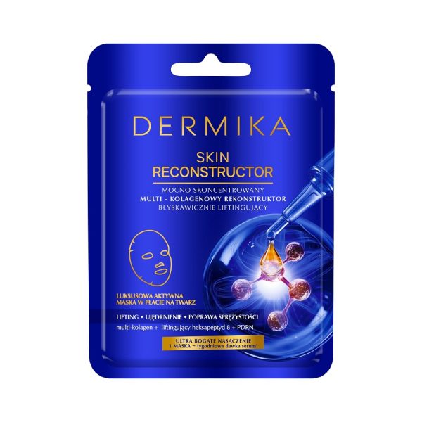 Dermika Skin Reconstructor mocno skoncentrowany multi-kolagenowy rekonstruktor błyskawicznie liftingujący maska w płacie 1szt