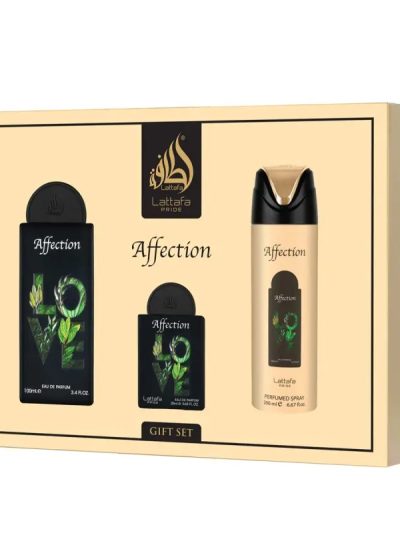 Lattafa Pride Affection zestaw woda perfumowana 100ml + woda perfumowana 20ml + dezodorant 200ml