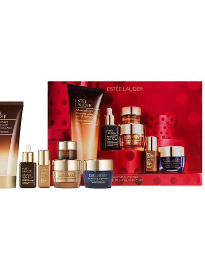 Estée Lauder Skincare Superstars zestaw żel oczyszczający 100ml + krem-żel pod oczy 5ml + serum łagodzące 5ml + serum regenerujące 15ml +  krem nawilżający 15ml + krem rewitalizujący 15ml