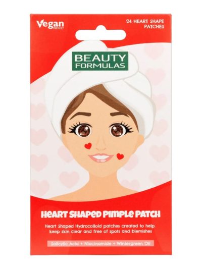 Beauty Formulas Heart Shaped Pimple Patch hydrożelowe plastry na niedoskonałości skóry w kształcie serca 24szt.
