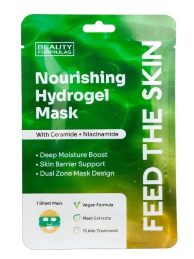 Beauty Formulas Nourishing Hydrogel Mask hydrożelowa maska odżywcza z ceramidami i niacynamidem 1szt.