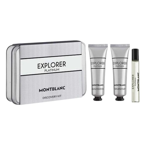 Mont Blanc Explorer Platinum zestaw miniatura wody perfumowanej 7.5ml + żel oczyszczający 30ml + krem do twarzy 30ml