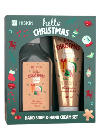 HiSkin Hello Christmas Słodka Czekolada zestaw krem do rąk 60ml + mydło do rąk 200ml